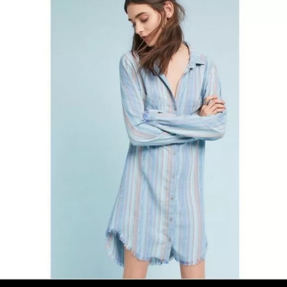 Cloth & Stone Raw Hem Striped Dress Anthropologie